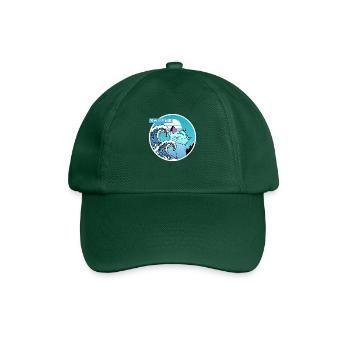 Cat and big wave - Baseball Cap - bottle green - Front