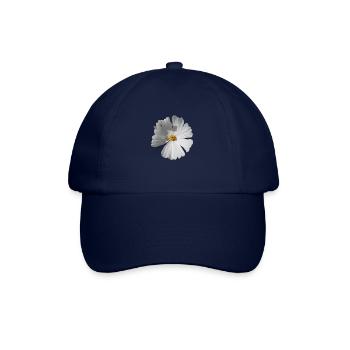 Natürliche weiße große Blume auf transparentem Hintergrund - Baseballkappe - Blau/Blau - Vorne
