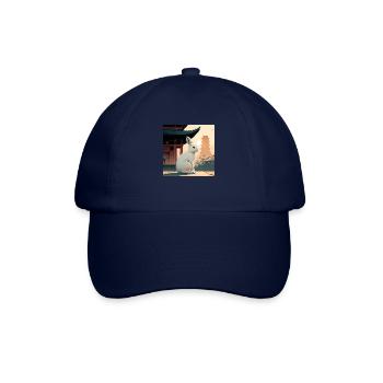 rabbit in front of an Asian temple - Baseball Cap - blue/blue - Front