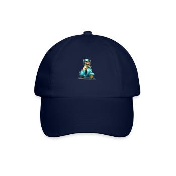 Lachende Katze auf Motorroller Geschenk - Baseballkappe - Blau/Blau - Vorne
