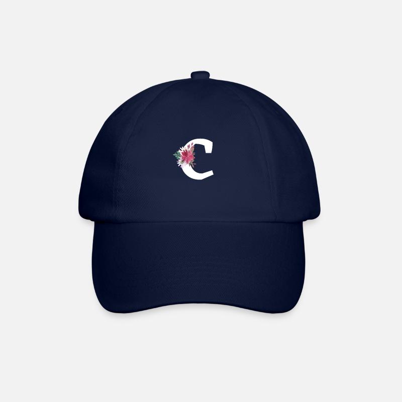 Floraler Buchstabe c - Baseballkappe - Blau/Blau
