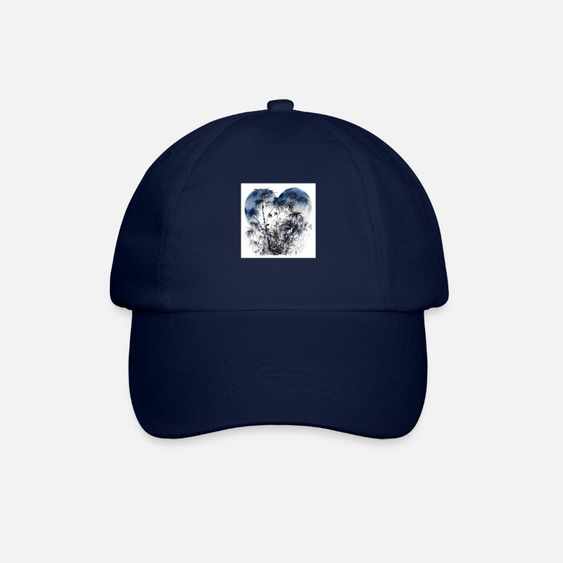 Wald mit Palmen in Herzform - Baseballkappe - Blau/Blau