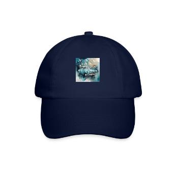 Vieille voiture avec des bulles de savon à l’aquarelle. - Casquette classique - bleu/bleu - Devant