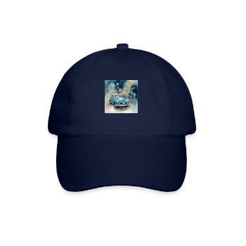 hellblaues Auto mit Seifenblasen im Hintergrund - Baseballkappe - Blau/Blau - Vorne