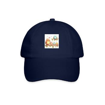 Vogelfamilie auf einem Ast - Baseballkappe - Blau/Blau - Vorne