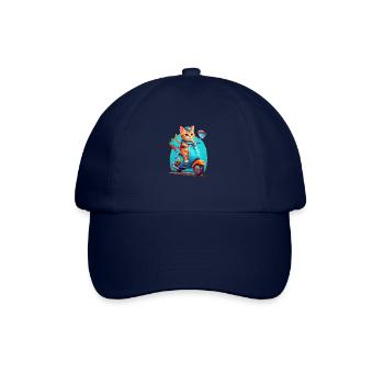 Cat Rides Scooter - Baseball Cap - blue/blue - Front