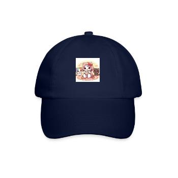 Reading Cat - Baseball Cap - blue/blue - Front