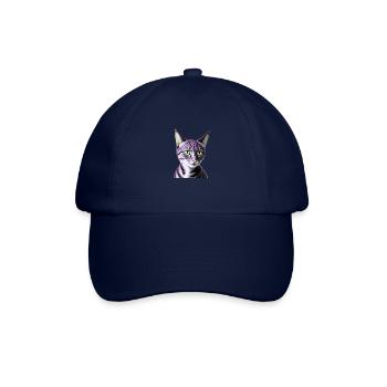 Grünäugige Katze - Baseballkappe - Blau/Blau - Vorne