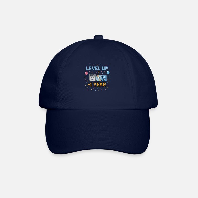 Level Up Geburtstag – Pixel Retro - Baseballkappe - Blau/Blau