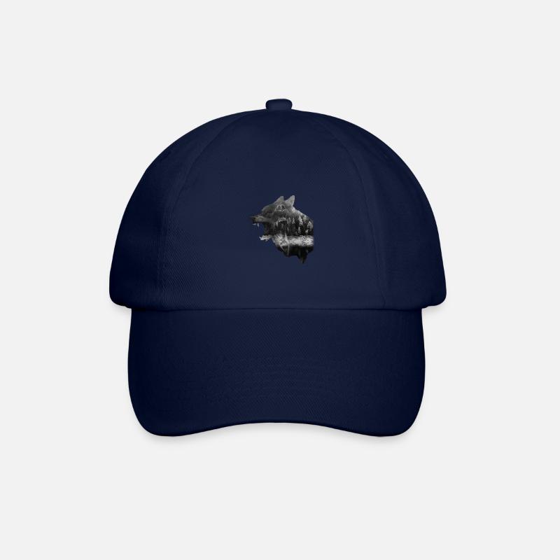 Wolf-Bear Double exposure surreal animal - Baseball Cap - blue/blue