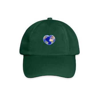 Earth Heart Heart Heart Gift Idea Planet Geography - Baseball Cap - bottle green - Front