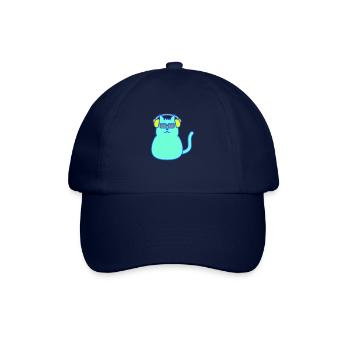 Süße DJ Katze Hört Musik Party Haustier Kätzchen - Baseballkappe - Blau/Blau - Vorne