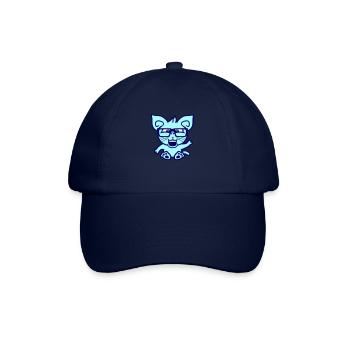 Nerd Cat Horn-Rimmed Glasses Geek Waving Clever Kitten - Baseball Cap - blue/blue - Front