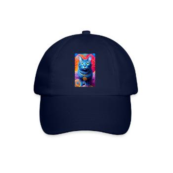 Lovely domestic short haired cat - Baseball Cap - blue/blue - Front