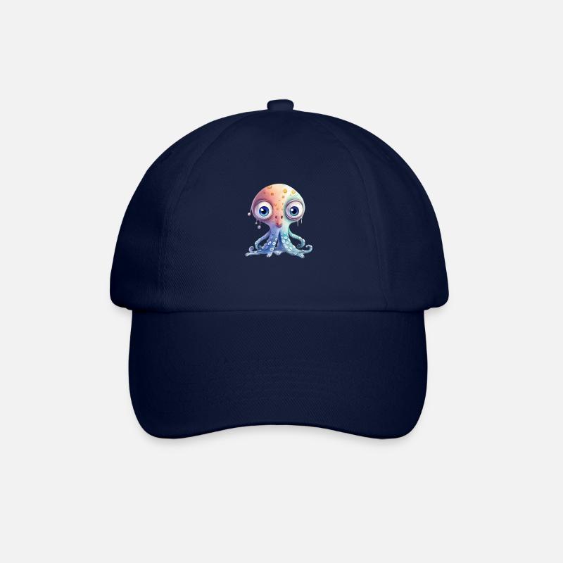 Oktopus Illustration Kinder - Baseballkappe - Blau/Blau