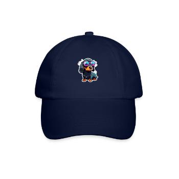 Dackel Hund Illustration - Baseballkappe - Blau/Blau - Vorne