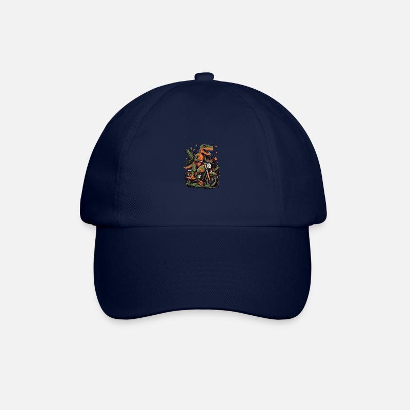 Cool T-Rex dinosaur on motorcycle - Baseball Cap - blue/blue