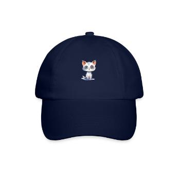 Cat Watercolor Drawing - Baseball Cap - blue/blue - Front