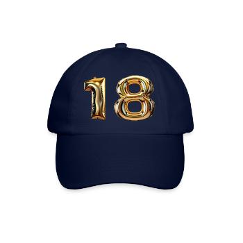 18 - Goldener Folienballon - Baseballkappe - Blau/Blau - Vorne