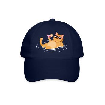 A Cat Enjoying Summer Pool Beach Vacation Beach - Baseball Cap - blue/blue - Front