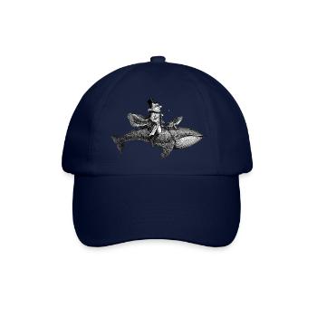 A fox riding a whale - Baseball Cap - blue/blue - Front