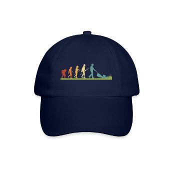 Mann mäht Rasen EVOLUTION Kleingarten Rasenmäher - Baseballkappe - Blau/Blau - Vorne