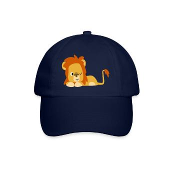 Cute Half-Asleep Cartoon Lion by Cheerful Madness! - Baseball Cap - blue/blue - Front