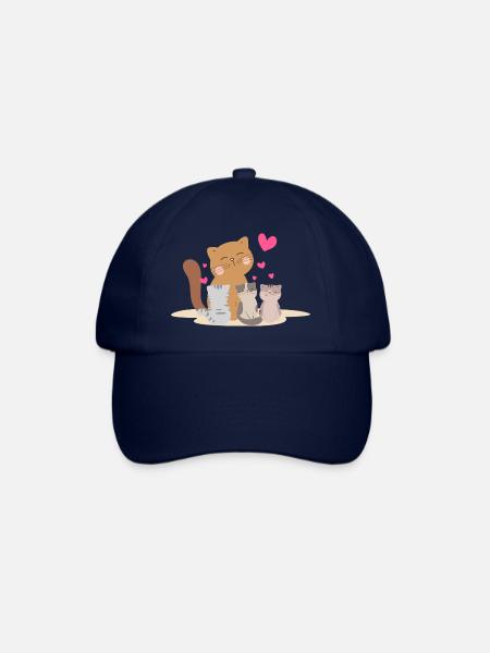 Mutter Katze mit ihren Kätzchen mit so viel Liebe! - Baseballkappe - Blau/Blau