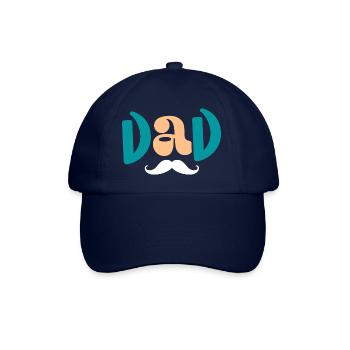 Geschenk Papa Vatertag T-Shirt Papa Schnurrbart - Baseballkappe - Blau/Blau - Vorne