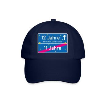 12 Jahre Ortsschild Herzlichen Glückwunsch Blau - Baseballkappe - Blau/Blau - Vorne