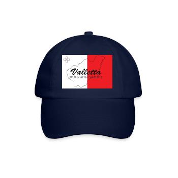 Valletta - Hauptstadt mit GPS & Flagge - Baseballkappe - Blau/Blau - Vorne