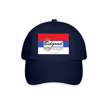 Belgrad - Hauptstadt mit GPS & Flagge - Baseballkappe - Blau/Blau - Vorne