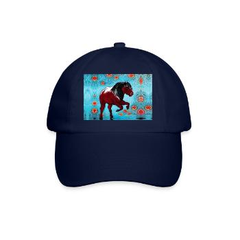 Pferdebraune Malerei - Baseballkappe - Blau/Blau - Vorne