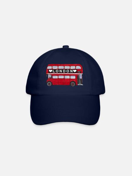 London Red Bus Double Decker England Tourist City - Baseball Cap - blue/blue