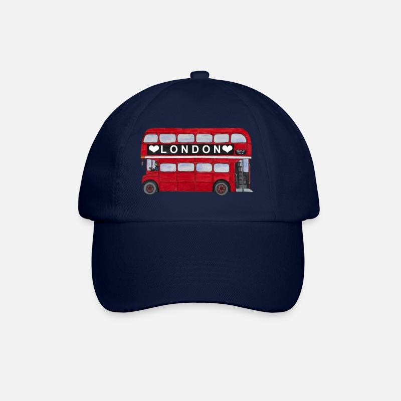 London Red Bus Double Decker England Tourist City - Baseball Cap - blue/blue