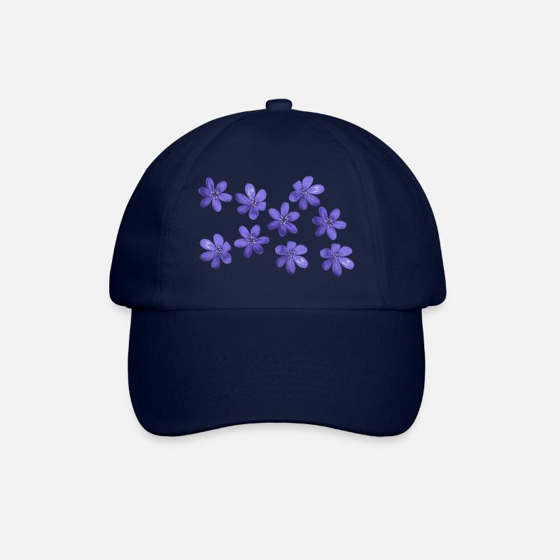 Leberblümchen retro design flowers Garten März - Baseballkappe - Blau/Blau