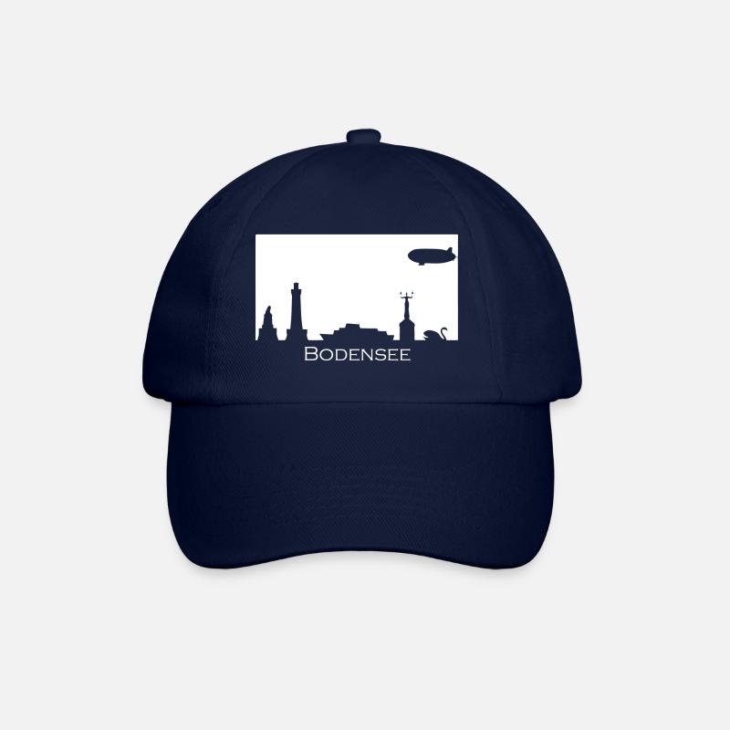 Bodensee | Filled Silhouette | Weiß - Baseballkappe - Blau/Blau