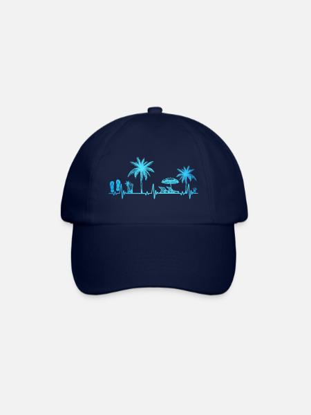 Heartbeat Palm Tree Glass Flipp Flop Summer Lover - Casquette classique - bleu/bleu