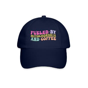Angetrieben von Mitochondrien und Kaffee - Café - Baseballkappe - Blau/Blau - Vorne