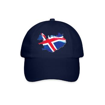 Island Flagge in der Island Landkarte - Baseballkappe - Blau/Blau - Vorne
