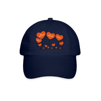 Blumen Herz Liebe in allen Sprachen - Baseballkappe - Blau/Blau - Vorne