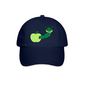 apfel essen loch lecker hunger schnecke kriechen r - Baseballkappe - Blau/Blau - Vorne