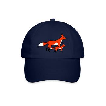 2 Foxes Mother Red Fox Little Child Father Mom - Baseball Cap - blue/blue - Front
