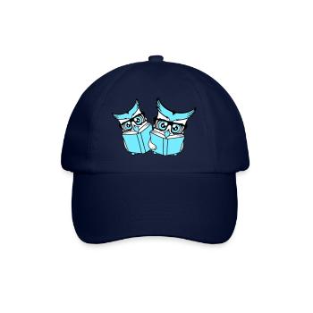 2 Owls Nerd Duo Geek Book Reading Eagle Owl Glasses Smart - Baseball Cap - blue/blue - Front