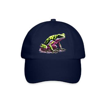 Pfeilgiftfrosch in bunter retro Pixelgrafik - Baseballkappe - Blau/Blau - Vorne