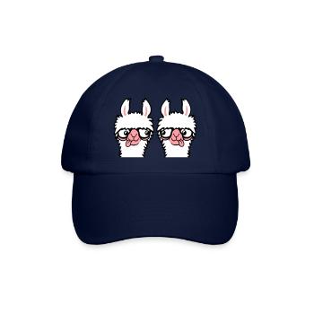 2 Llama Nerds Geeks Team Horn-rimmed Glasses Smart Grimace - Baseball Cap - blue/blue - Front