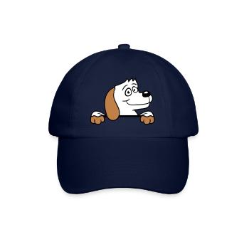 chien derrière le mur clôture signe regarder heureux mignon - Casquette classique - bleu/bleu - Devant
