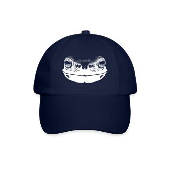 Grenouille / Visage / Tête / Portrait / Blanc - Casquette classique - bleu/bleu - Devant