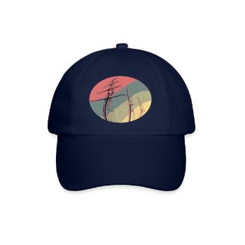 Schiff durch Fernglas im maritimen retro Look - Baseballkappe - Blau/Blau - Vorne