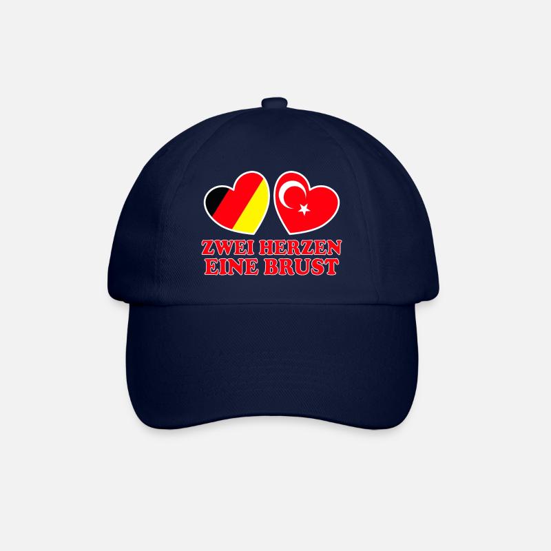Zwei Herzen eine Brust Deutschland Türkei - Baseballkappe - Blau/Blau